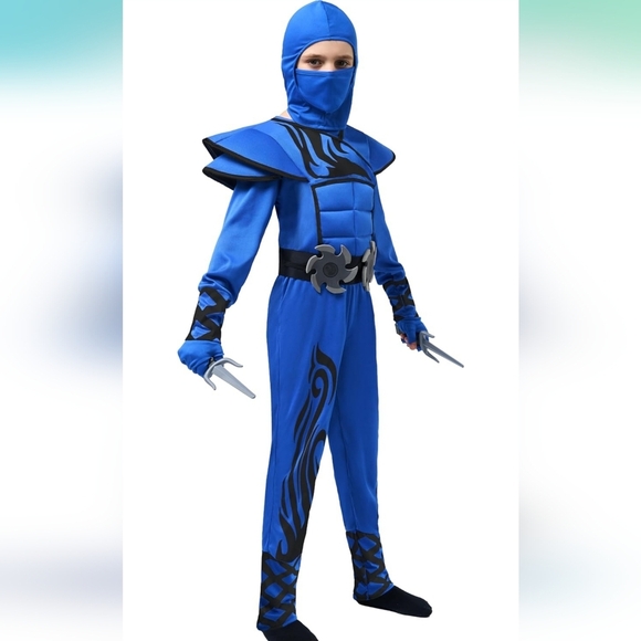 Spooktacular Creations Boy's Ninja Outfit Blue Sz Small - Picture 2 of 5